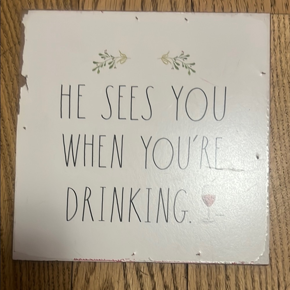 RAE DUNN BY DESIGN HE SEES YOU WHEN YOU’RE DRINKING WALL‎ DECOR FRAME